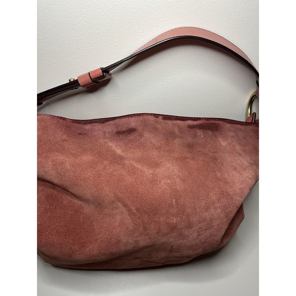 Michael Kors Brown Suede Hobo Bag Rust Color Gold Hardware Whipstitch Boho Large - Picture 3 of 13